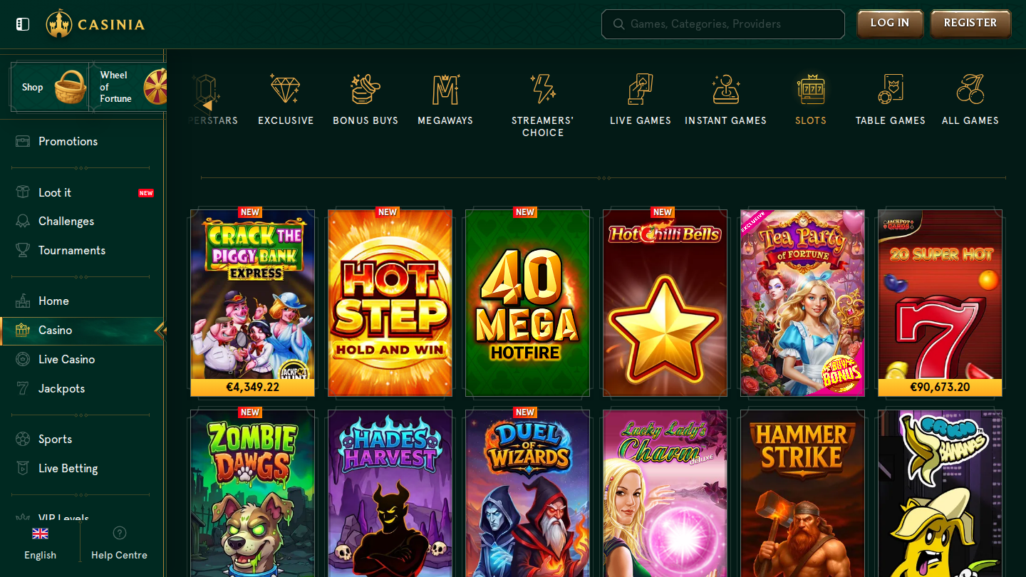 Explore the Game Library at Casinia