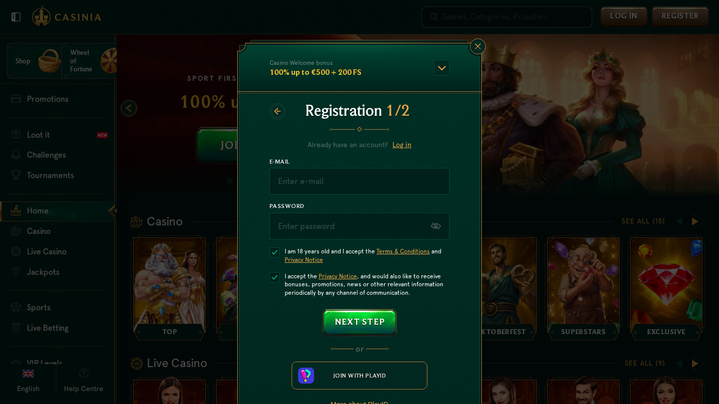 How to Register at Casinia